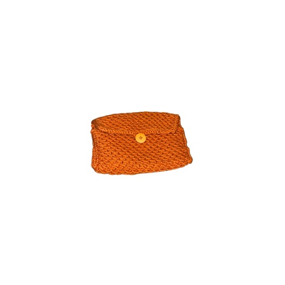 Vintage Handknit Orange Cosmetics / Purse Organization Pouch - Picture 1 of 7